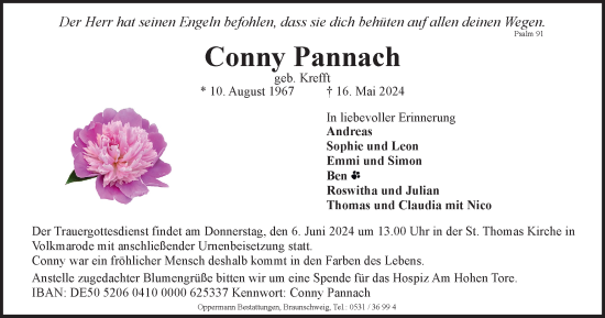 Traueranzeige von Conny Pannach von Braunschweiger Zeitung