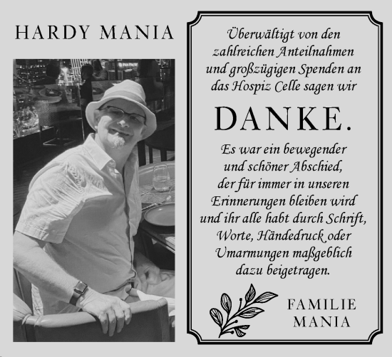 Traueranzeige von Hardy Mania von Salzgitter-Zeitung