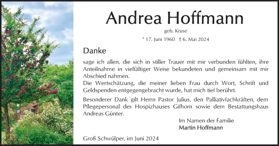 Traueranzeige von Andrea Hoffmann von Braunschweiger Zeitung