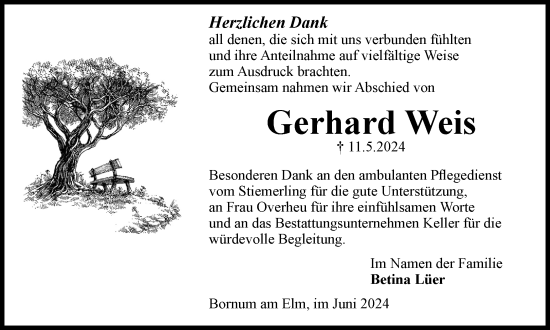 Traueranzeige von Gerhard Weis von Helmstedter Nachrichten