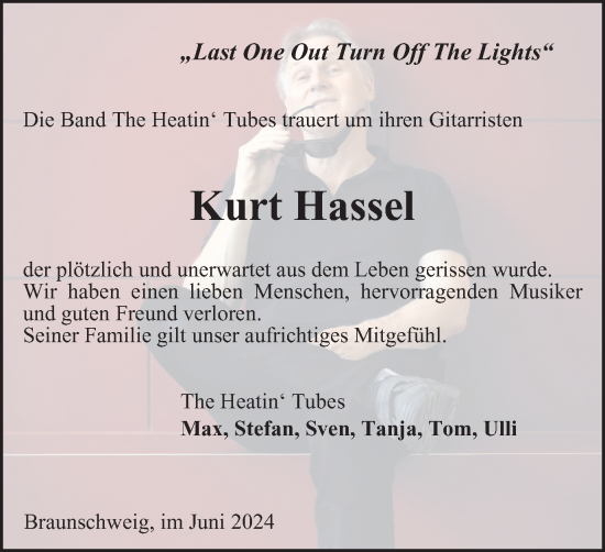 Traueranzeige von Kurt Hassel von Braunschweiger Zeitung