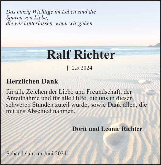 Traueranzeige von Ralf Richter von Wolfenbütteler Zeitung
