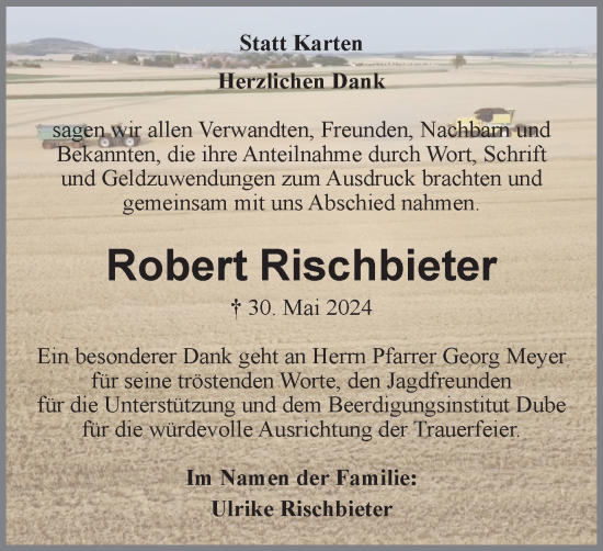 Traueranzeige von Robert Rischbieter von Helmstedter Nachrichten