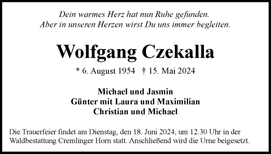 Traueranzeige von Wolfgang Czekalla von Braunschweiger Zeitung