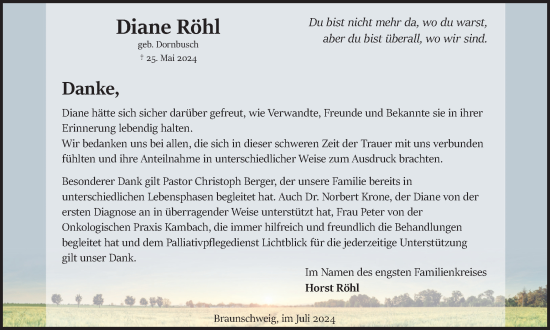 Traueranzeige von Diane Röhl von Braunschweiger Zeitung