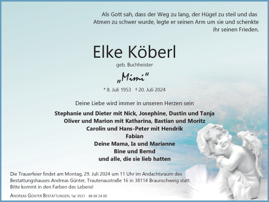 Traueranzeige von Elke Köberl von Braunschweiger Zeitung