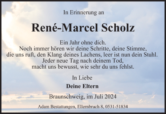 Traueranzeige von Rene-Marcel Scholz von Braunschweiger Zeitung