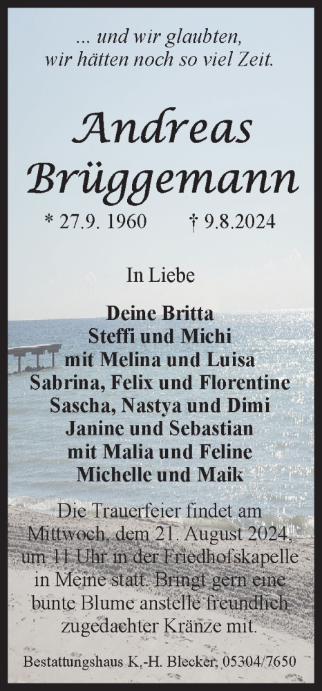 Traueranzeige von Andreas Brüggemann von Wolfsburger Nachrichten