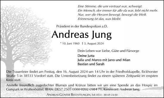 Traueranzeige von Andreas Jung von Braunschweiger Zeitung