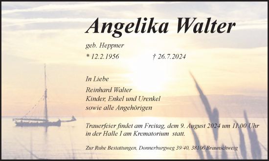Traueranzeige von Angelika Walter von Braunschweiger Zeitung