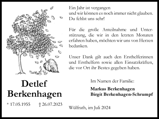 Traueranzeige von Detlef Berkenhagen von Braunschweiger Zeitung