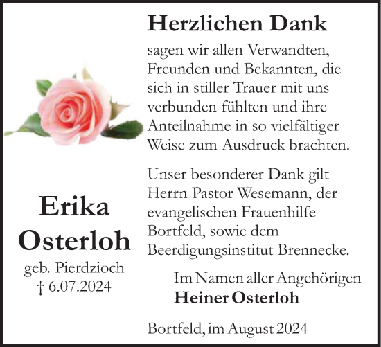 Traueranzeige von Erika Osterloh von Braunschweiger Zeitung