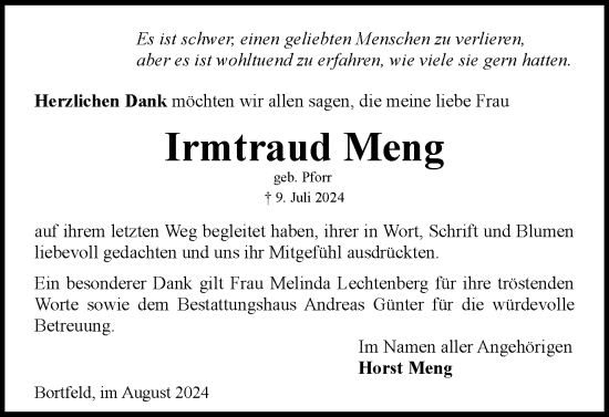 Traueranzeige von Irmtraud Meng von Braunschweiger Zeitung