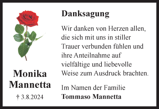 Traueranzeige von Monika Mannetta von Helmstedter Nachrichten