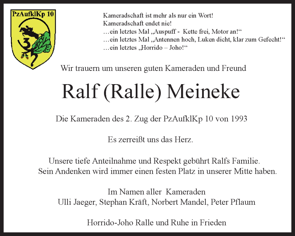  Traueranzeige für Ralf Meineke vom 17.08.2024 aus Salzgitter-Zeitung