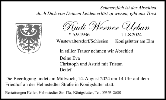 Traueranzeige von Rudi Werner Urban von Helmstedter Nachrichten
