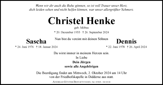 Traueranzeige von Christel Henke von Braunschweiger Zeitung