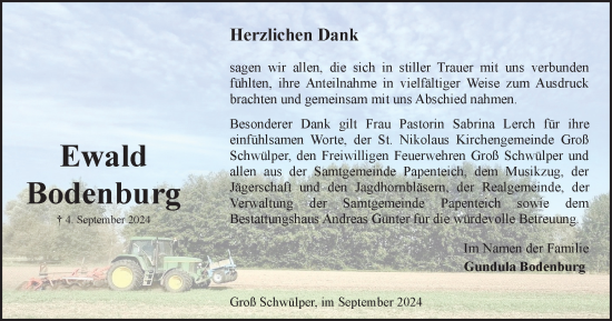 Traueranzeige von Ewald Bodenburg von Braunschweiger Zeitung
