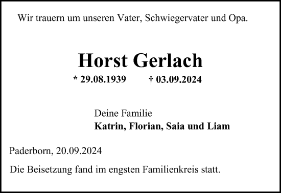 Traueranzeige von Horst Gerlach von Helmstedter Nachrichten
