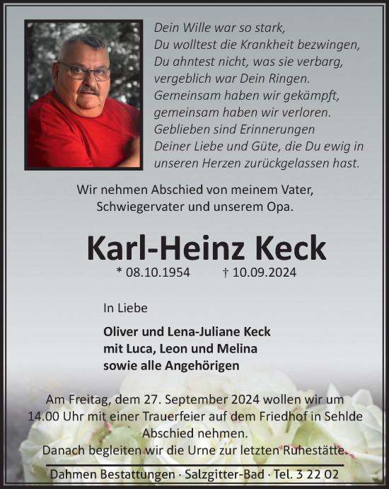 Traueranzeige von Karl-Heinz Keck von Salzgitter-Zeitung