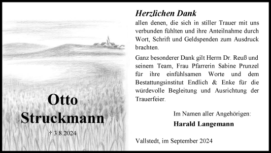 Traueranzeige von Otto Struckmann von Peiner Nachrichten