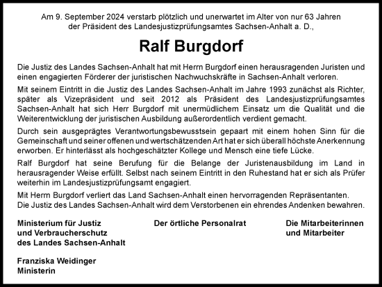 Traueranzeige von Ralf Burgdorf von Helmstedter Nachrichten