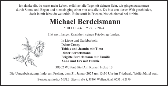 Traueranzeige von Michael Berdelsmann 