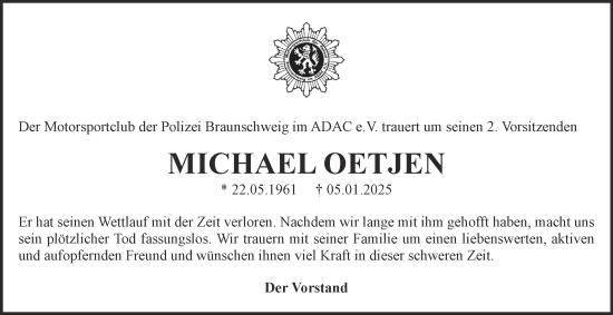 Traueranzeige von Michael Oetjen 
