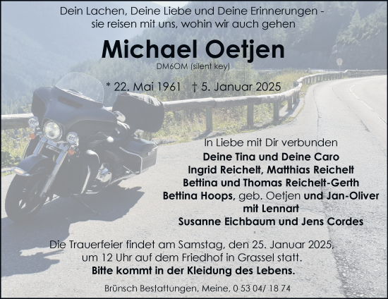 Traueranzeige von Michael Oetjen 