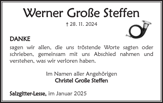 Traueranzeige von Werner Große Steffen von Salzgitter-Zeitung