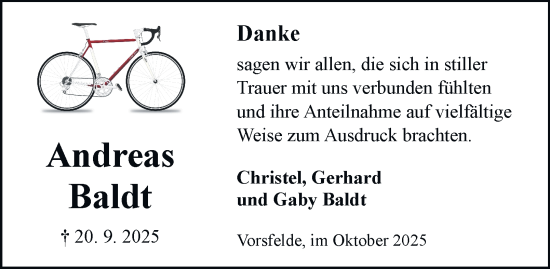 Traueranzeige von Andreas Baldt von Braunschweiger Zeitung, Wolfsburger Nachrichten
