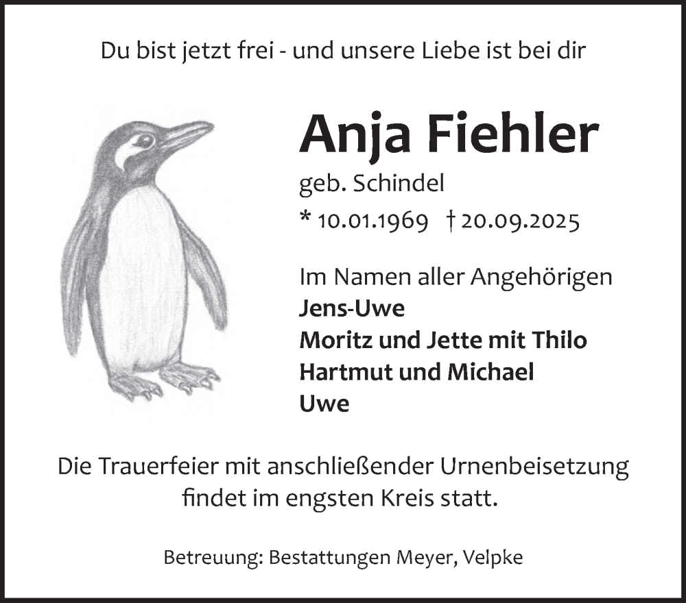  Traueranzeige für Anja Fiehler vom 04.10.2025 aus Braunschweiger Zeitung, Wolfsburger Nachrichten