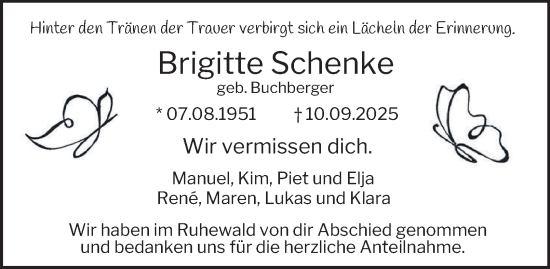 Traueranzeige von Brigitte Schenke von Salzgitter-Zeitung