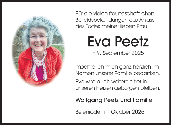 Traueranzeige von Eva Peetz von Braunschweiger Zeitung