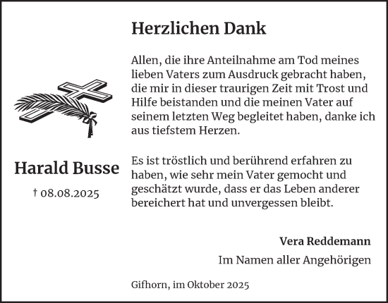 Traueranzeige von Harald Busse von Braunschweiger Zeitung, Wolfsburger Nachrichten