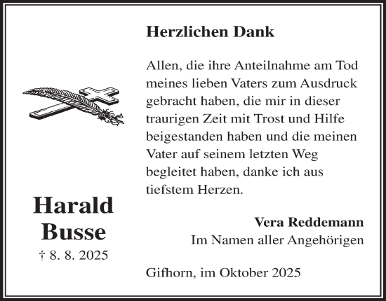 Traueranzeige von Harald Busse von Braunschweiger Zeitung