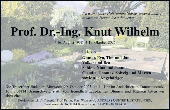 Traueranzeige von Knut Wilhelm von Braunschweiger Zeitung