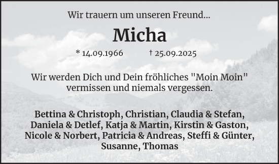 Traueranzeige von Micha  von Braunschweiger Zeitung