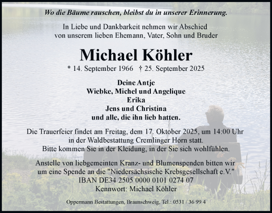 Traueranzeige von Michael Köhler von Braunschweiger Zeitung