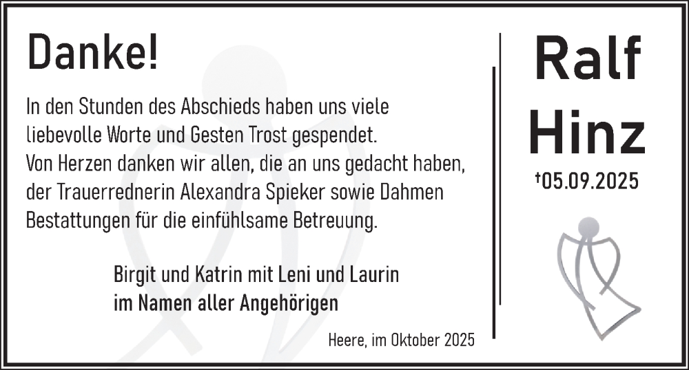  Traueranzeige für Ralf Hinz vom 04.10.2025 aus Salzgitter-Zeitung