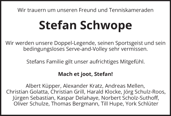 Traueranzeige von Stefan Schwope von Braunschweiger Zeitung