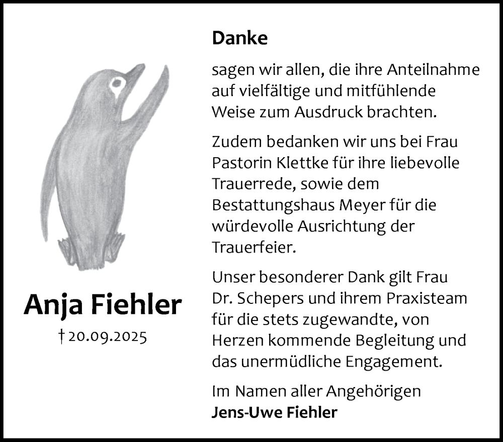  Traueranzeige für Anja Fiehler vom 22.11.2025 aus Braunschweiger Zeitung, Wolfsburger Nachrichten
