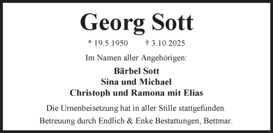 Traueranzeige von Georg Sott von Braunschweiger Zeitung