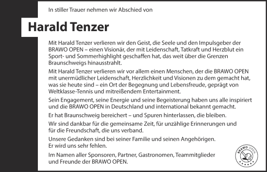 Traueranzeige von Harald Tenzer von Braunschweiger Zeitung