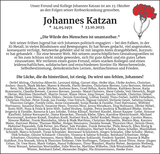 Traueranzeige von Johannes Katzan von Braunschweiger Zeitung