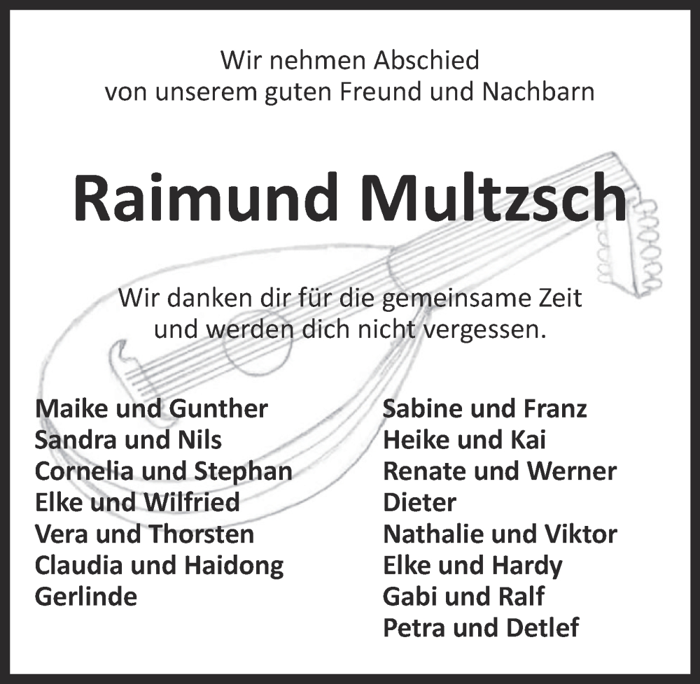  Traueranzeige für Raimund Multzsch vom 15.11.2025 aus Braunschweiger Zeitung, Wolfsburger Nachrichten
