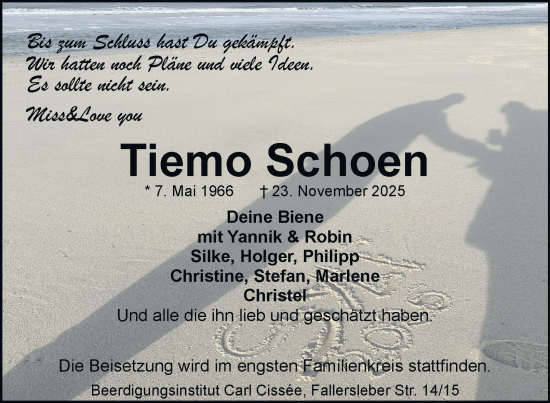 Traueranzeige von Tiemo Schoen von Braunschweiger Zeitung