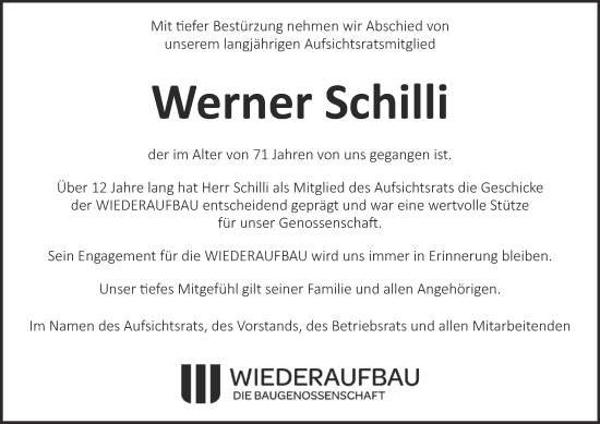 Traueranzeige von Werner Schilli von Salzgitter-Zeitung