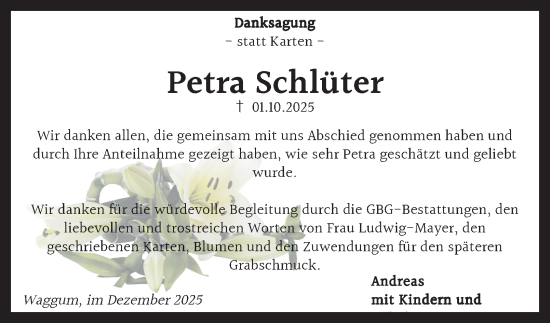 Traueranzeige von Petra Schlüter von Braunschweiger Zeitung