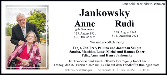 Traueranzeige von Anne Jankowsky  